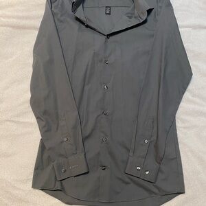 JF J.Ferrar Charcoal Dress Shirt